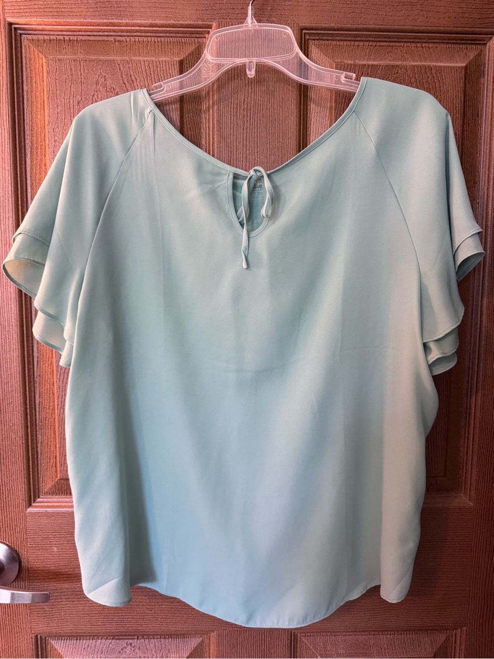 LOFT Mint Green Ruffle Sleeve Blouse Size Large
